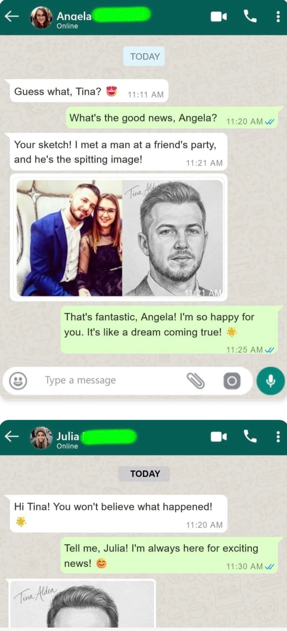 WhatsApp messages from women who found their soulmate match